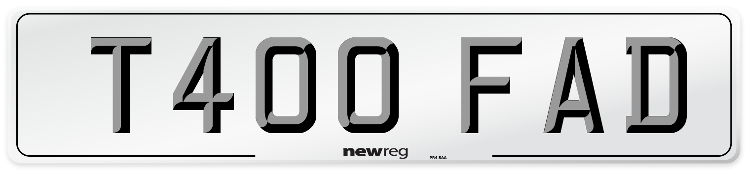T400 FAD Number Plate from New Reg